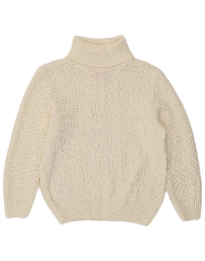 Vintage Damen Rollkragenpullover Pullover UK 14 Große weiße Viskose
