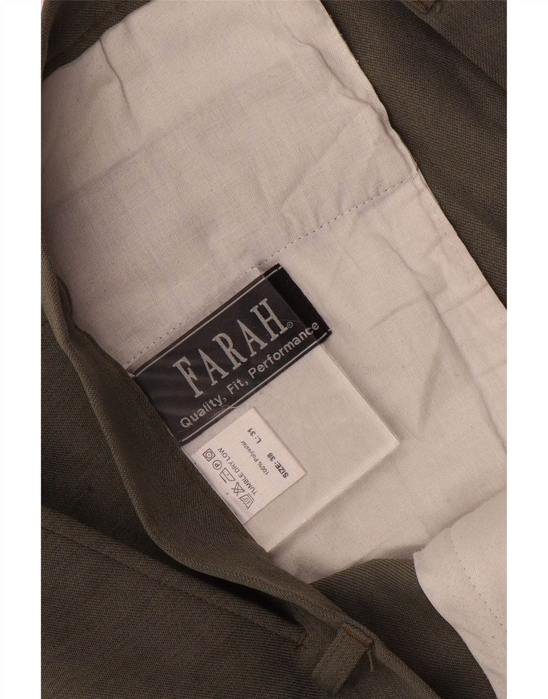 Farah Herren-Freizeithose, gerade, W38, L31, Khaki, Polyester