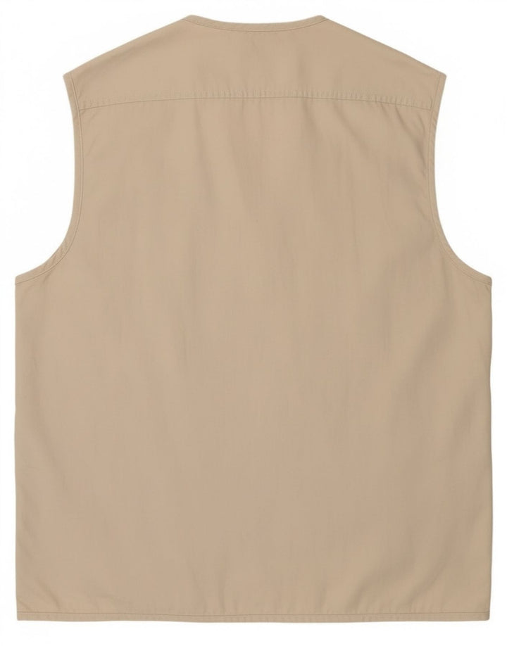 Vintage Herren Utility Gilet UK 42 XL Beige Baumwolle