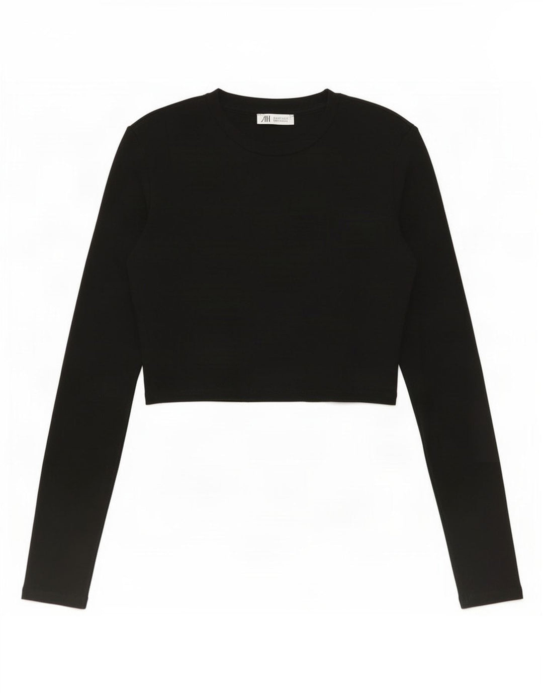 Zara Damen Crop Top Langarm UK 12 Medium Schwarz