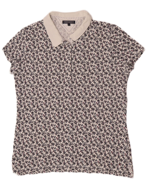 Tommy Hilfiger Damen Kurzarm-Poloshirt UK 20 2XL Weiß geblümt