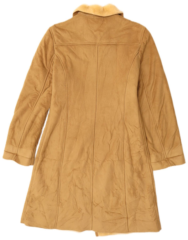 BENETTON Damen Sherpa-Mantel UK 10 Small Beige Modacryl