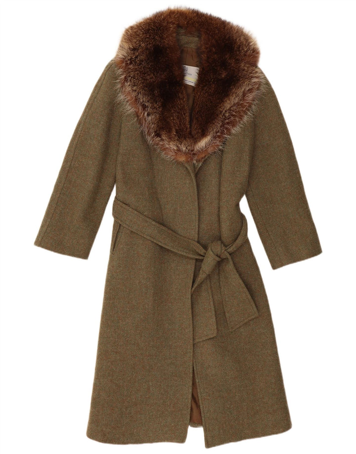 Aquascutum Damenmantel UK 10 Small Khaki Schurwolle