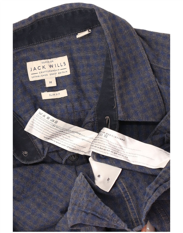 Jack Wills Slim-Fit-Hemd für Herren aus mittelblauer Gingham-Baumwolle