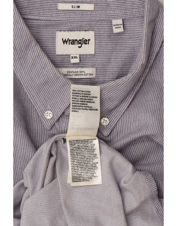 Wrangler Herren-Slim-Hemd 2XL aus blauer Nadelstreifen-Baumwolle