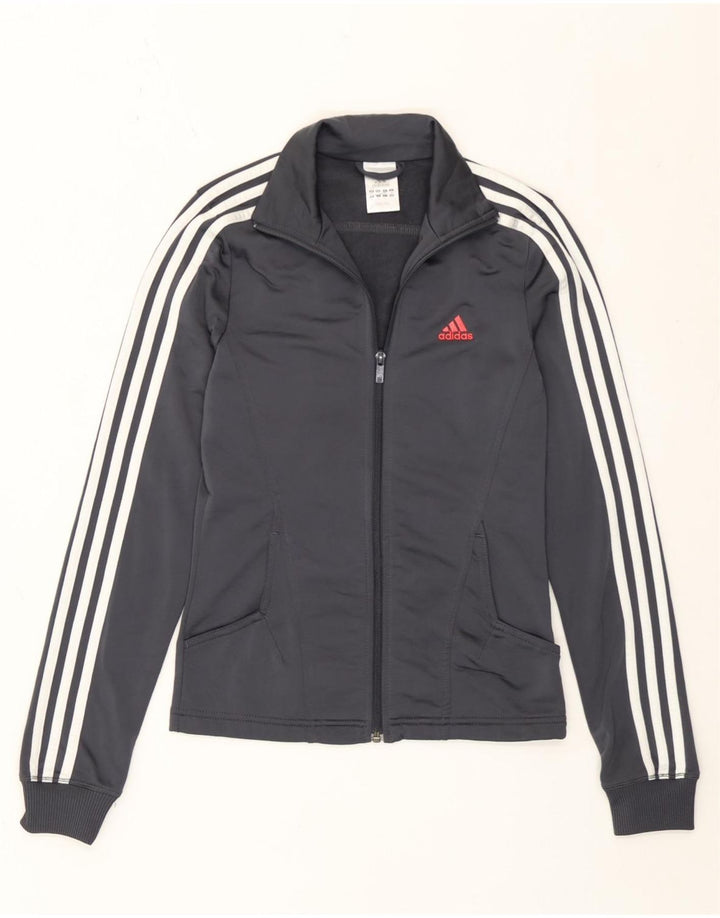 Adidas Damen-Trainingsanzugoberteil mit normaler Passform, UK 8, Größe S, grau, Polyester