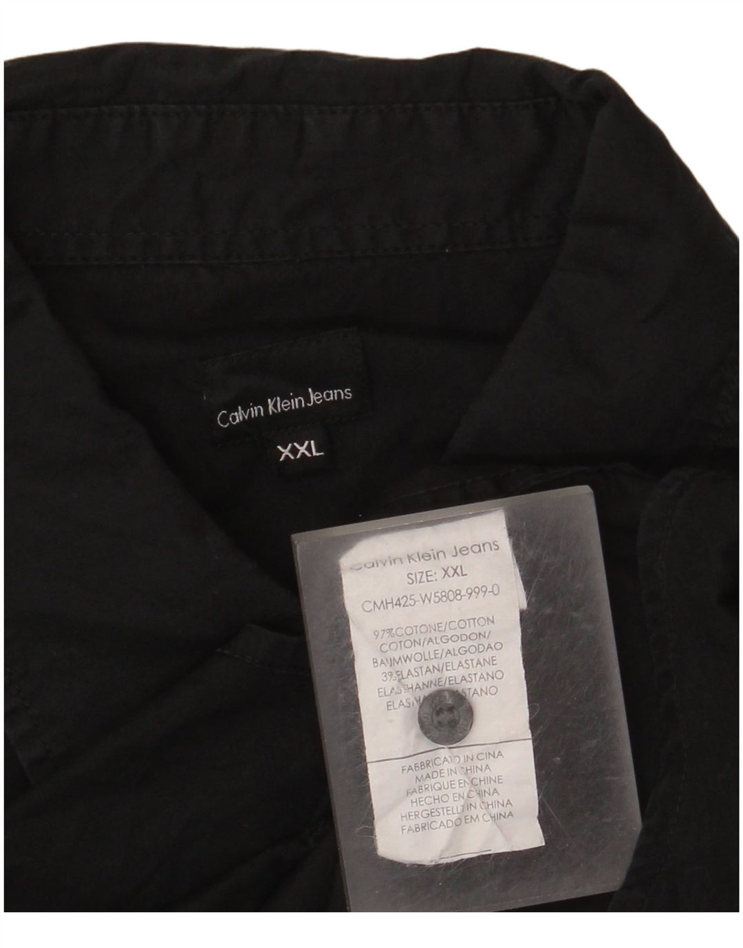 CALVIN KLEIN JEANS Herren Kurzarmhemd 2XL Schwarz Baumwolle