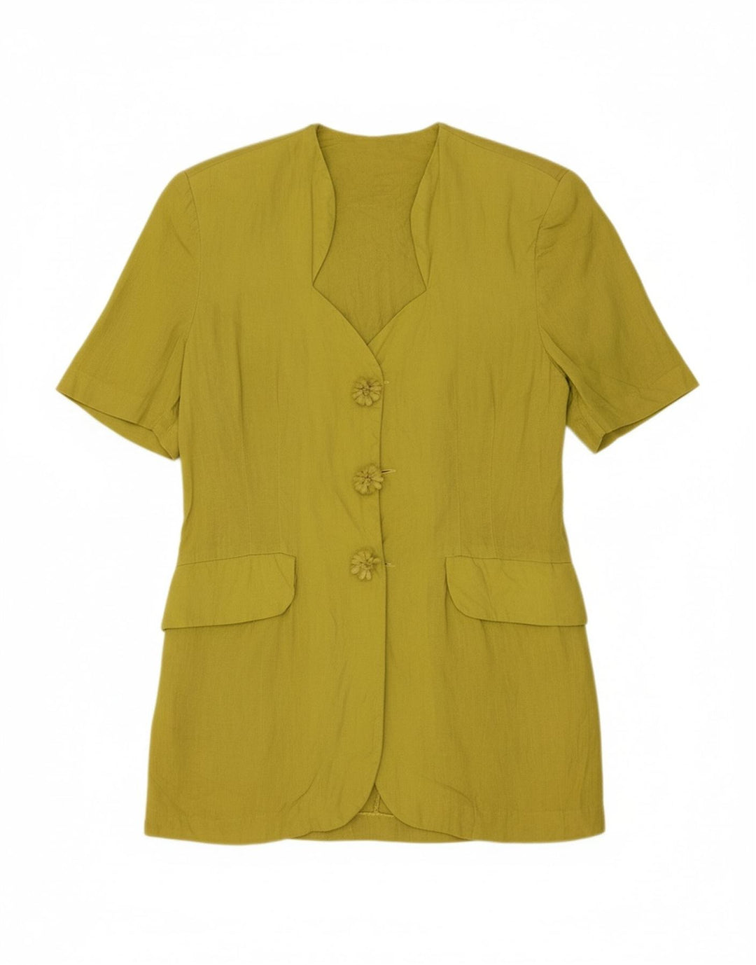 VINTAGE Womens 3 Button Short Sleeve Blazer Jacket IT 44 Medium Green