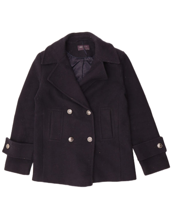 Marks & Spencer Damen Übergroßer Pea Coat UK 8 Small Marineblau Polyester