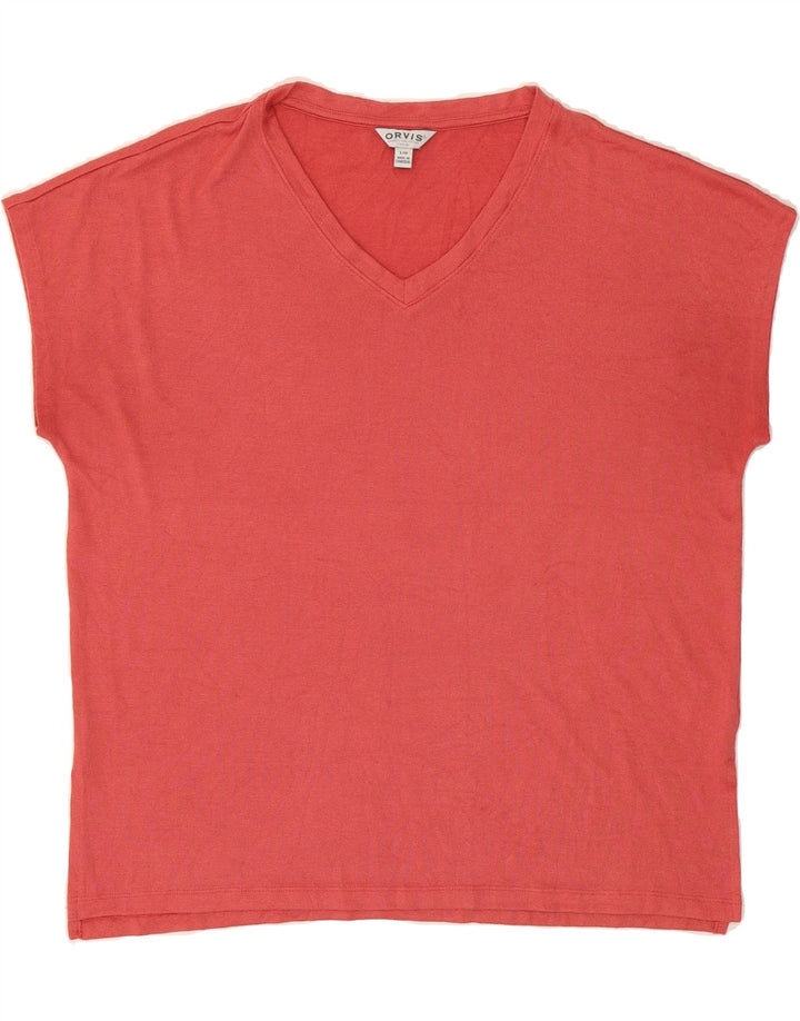 ORVIS Womens Oversized T-Shirt Top UK 16 Large Red Polyester Vintage Orvis and Second-Hand Orvis from Messina Hembry 