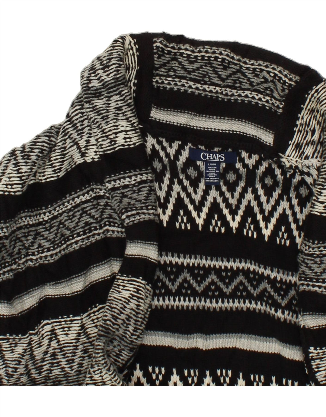 CHAPS Womens Sleeveless Cardigan Sweater UK 16 Large Black Argyle/Diamond Vintage Chaps and Second-Hand Chaps from Messina Hembry 