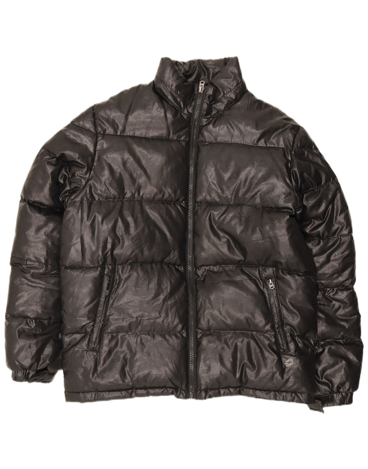 Lotto gepolsterte Herrenjacke mit Kapuze, UK 46 3XL, schwarzes Polyester