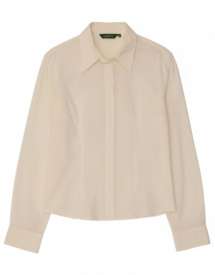 Benetton Damen-Hemd UK 12 Medium Weiß