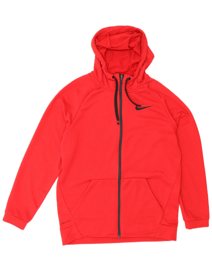 Nike Herren Dri Fit Zip Hoodie Pullover Mittelrotes Polyester