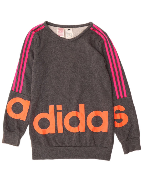 ADIDAS Grafik-Sweatshirt für Mädchen, 11–12 Jahre, graue Baumwolle