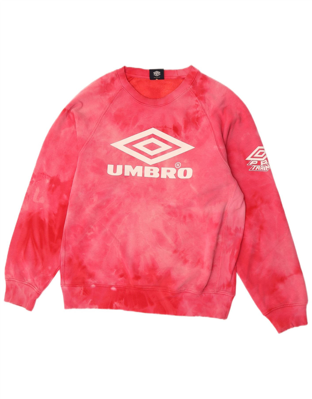 Umbro Herren Grafik-Sweatshirt-Pullover aus mittelrosa Batik-Baumwolle