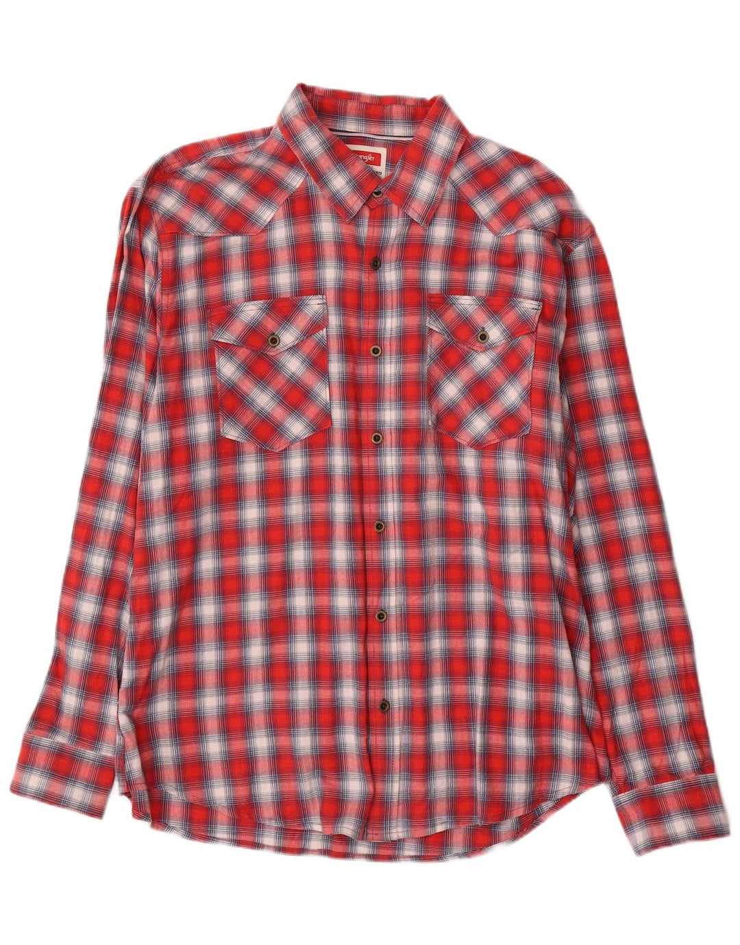 Wrangler Herren-Western-Flanellhemd XL, rot kariert, Baumwolle