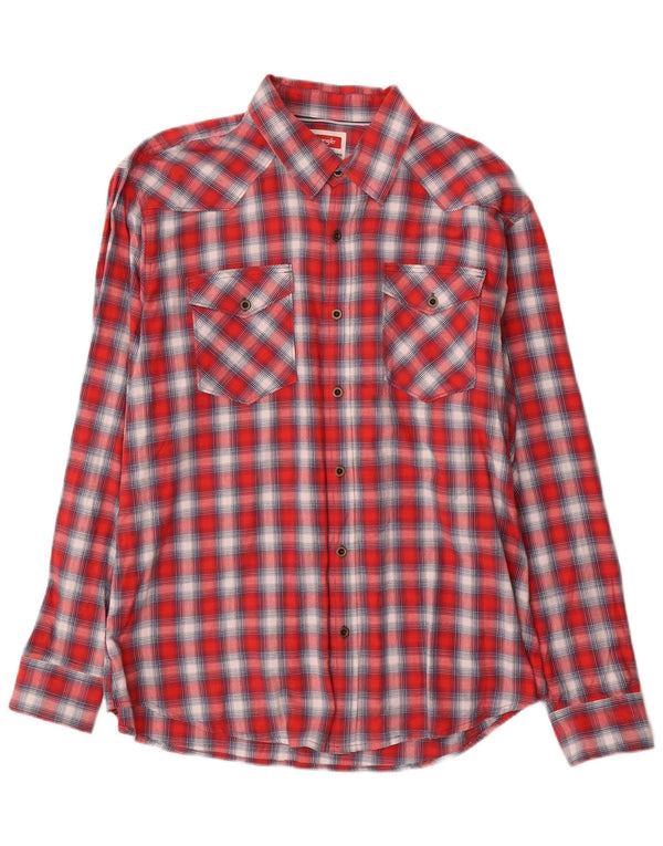 Wrangler Herren-Western-Flanellhemd XL, rot kariert, Baumwolle