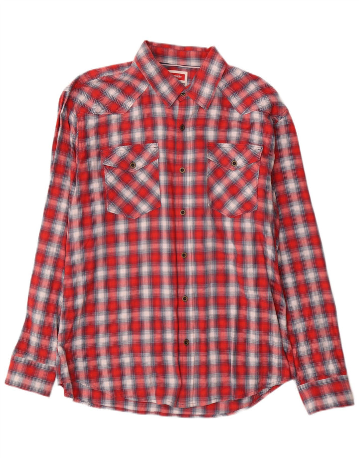Wrangler Herren-Western-Flanellhemd XL, rot kariert, Baumwolle