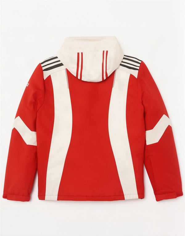 Fila Herren-Skijacke mit Kapuze, lockere Passform, UK 34, XS, rotes Farbblock-Polyester