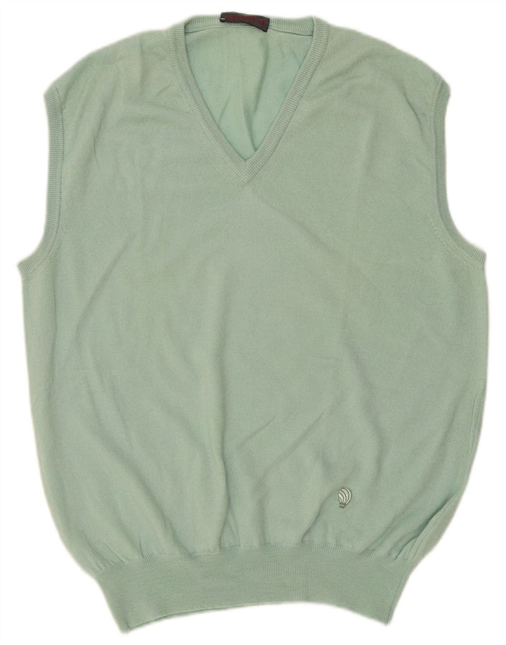 Cacharel Herren-Weste, Tanktop, groß, grüne Schurwolle
