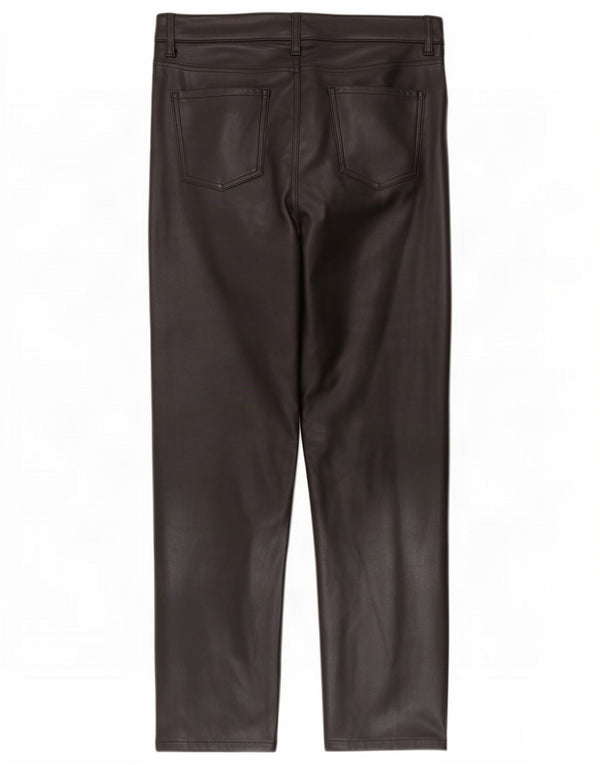 Marks & Spencer Damen Kunstlederhose UK 14 Large W32 L30 Schwarz