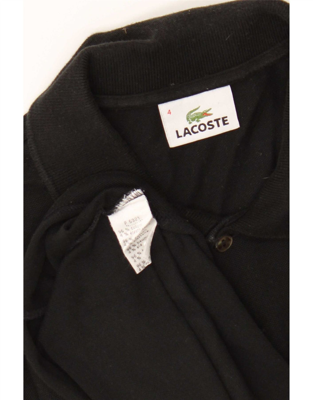 Lacoste Herren-Poloshirt, Größe 4, mittelgroß, schwarze Baumwolle