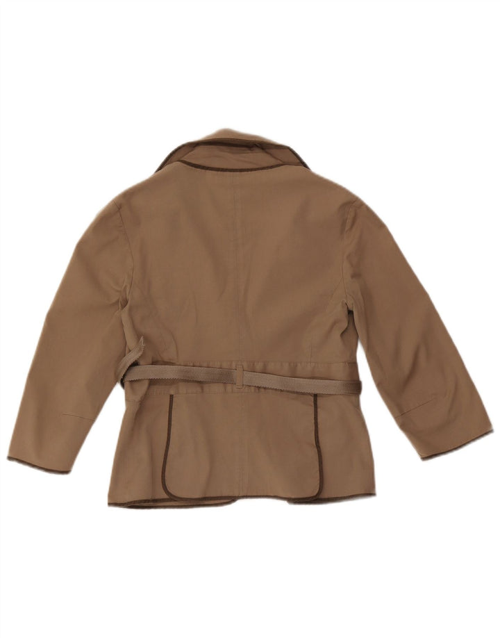 Max Mara Damen Crop 3/4-Ärmel-Blazerjacke UK 12 Mittelbeige Baumwolle