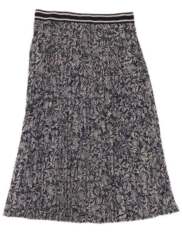 Joules Damen Faltenrock UK 14 Large W32 Marineblaues Blumenmuster Polyester