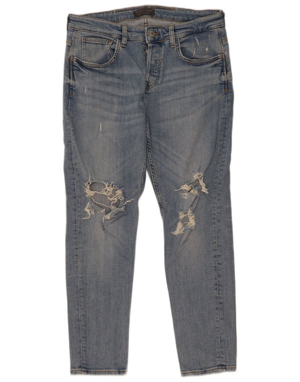 Zara Herren Distressed Slim Jeans EU 42 Large W32 L29 Blaue Baumwolle
