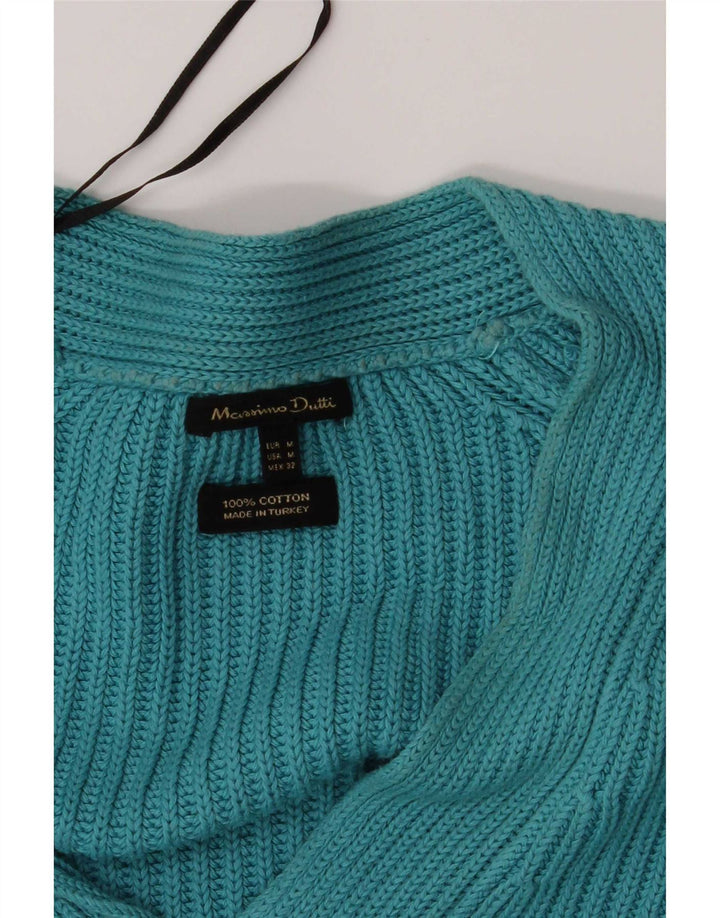 Massimo Dutti Damen Übergroßer Pullover mit V-Ausschnitt, UK 14, Mittelblau