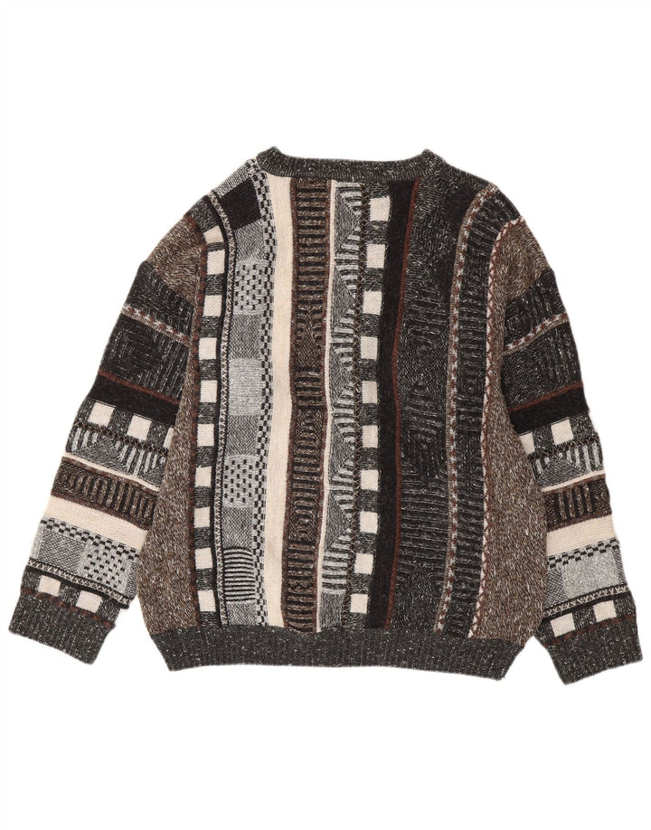 VINTAGE Herren Pullover mit Rundhalsausschnitt UK 44 XL Mehrfarbig gestreift