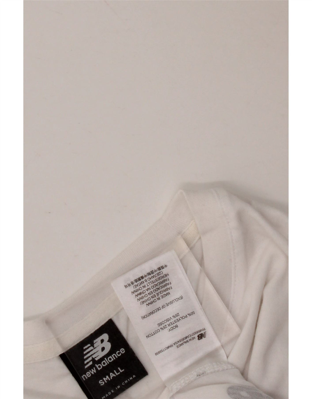 NEW BALANCE Damen Crop Graphic T-Shirt Top UK 10 Small Weiße Baumwolle