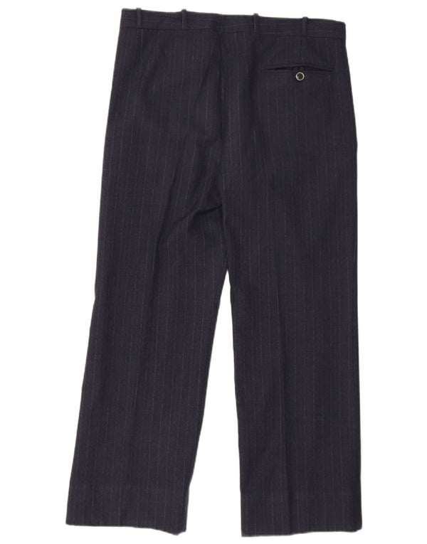 Vintage Herren gerade Anzughose IT 48 Medium W34 L28 Marineblau gestreift