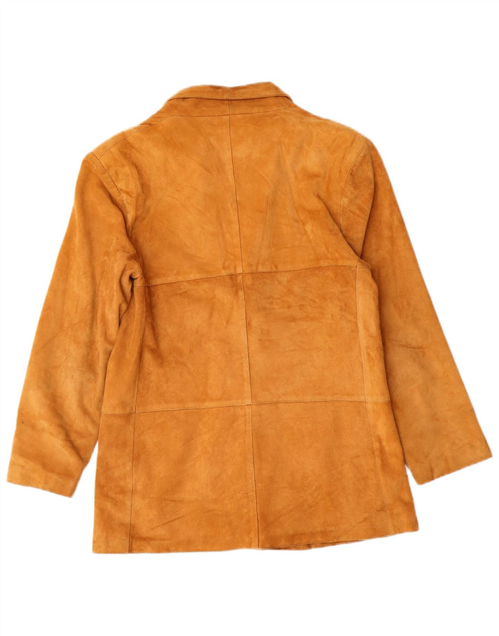 Vintage Damen 2-Knopf-Wildleder-Blazerjacke UK 8 Small Beige