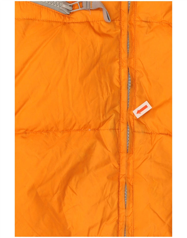 Wattierte Vintage-Herrenjacke mit grafischer Kapuze, UK 42, XL, Orange, Polyester