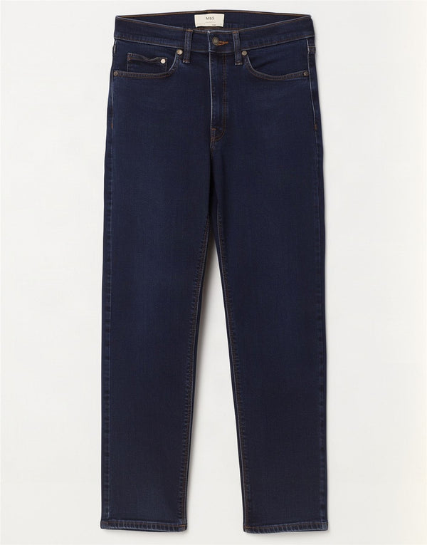 Marks & Spencer Herren Straight Jeans W32 L31 Marineblaue Baumwolle