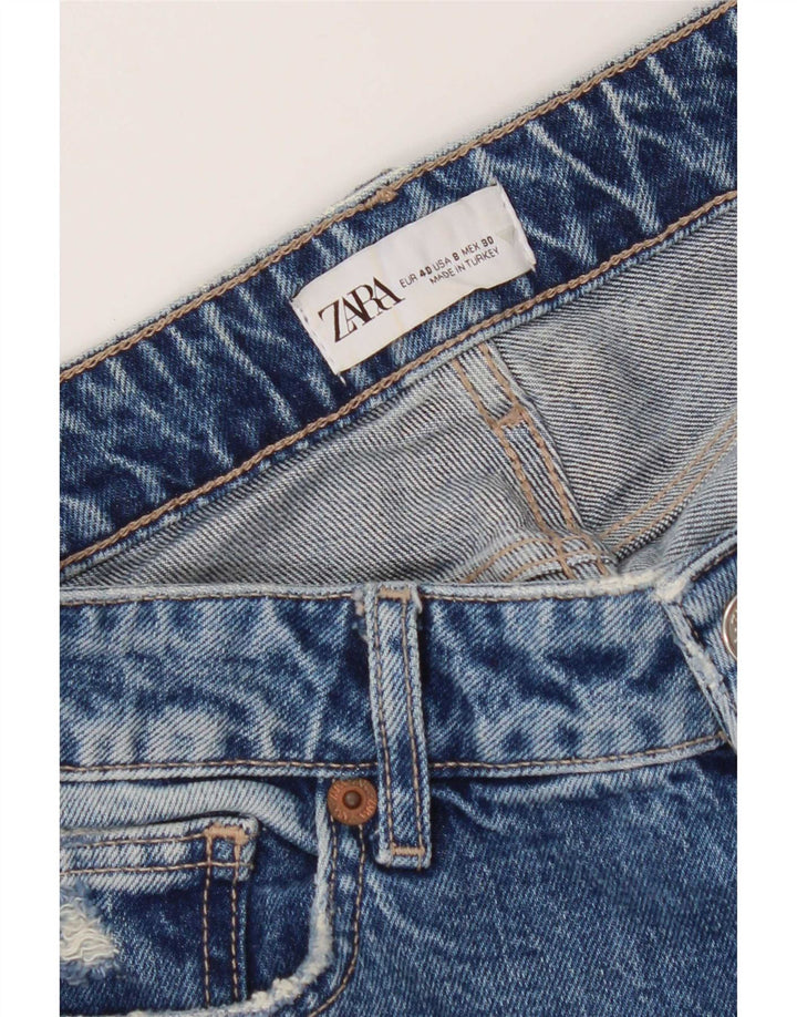 Zara Damen Distressed Slim Jeans EU 40 Medium W30 L27 Blau