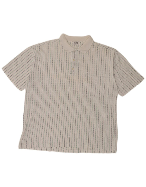 Vintage Herren Poloshirt XL Weiß gestreift
