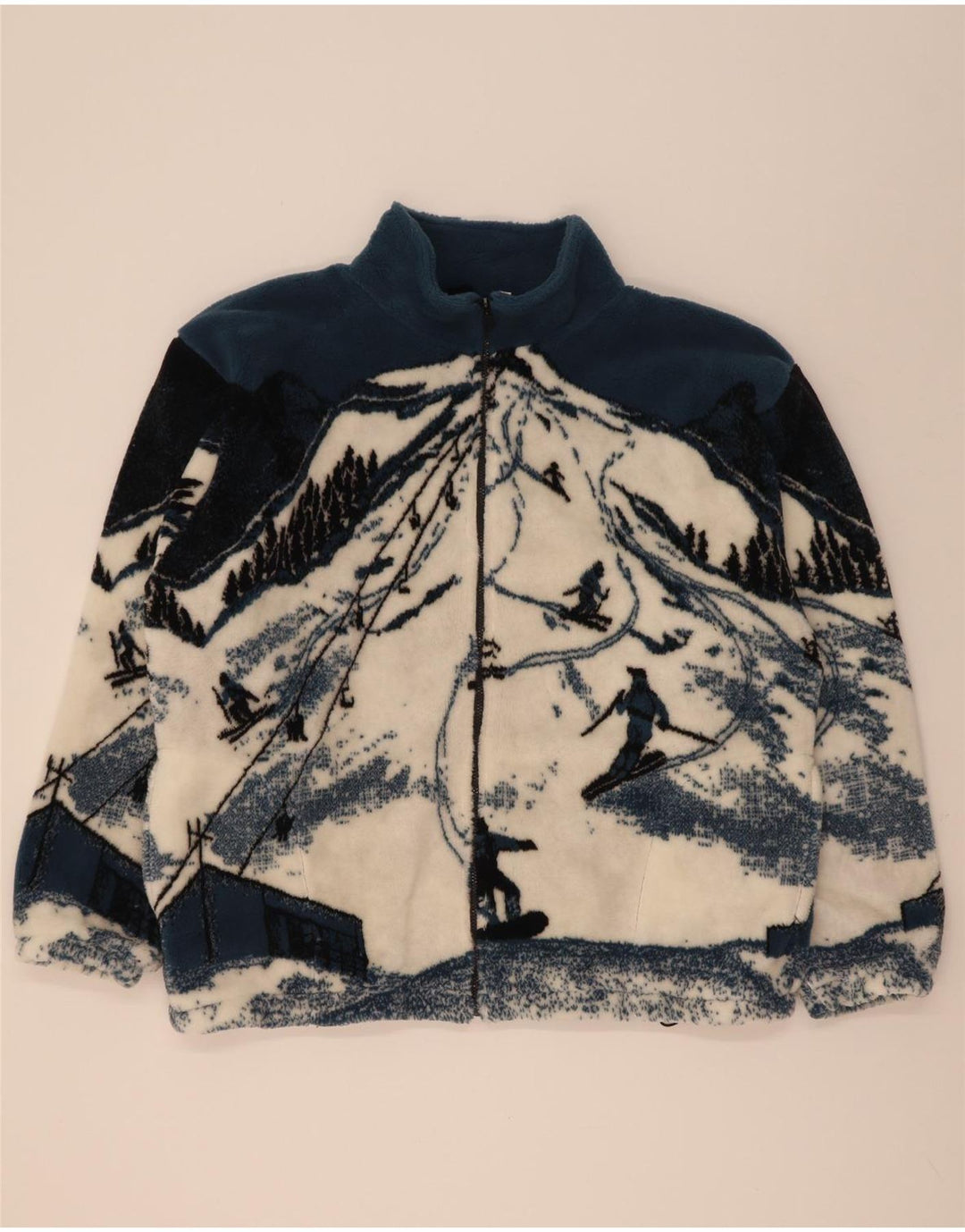Galloway Herren-Fleecejacke mit abstraktem Muster, UK 44, 2XL, Blau, Farbblock