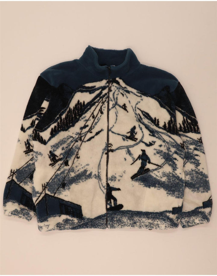 Galloway Herren-Fleecejacke mit abstraktem Muster, UK 44, 2XL, Blau, Farbblock