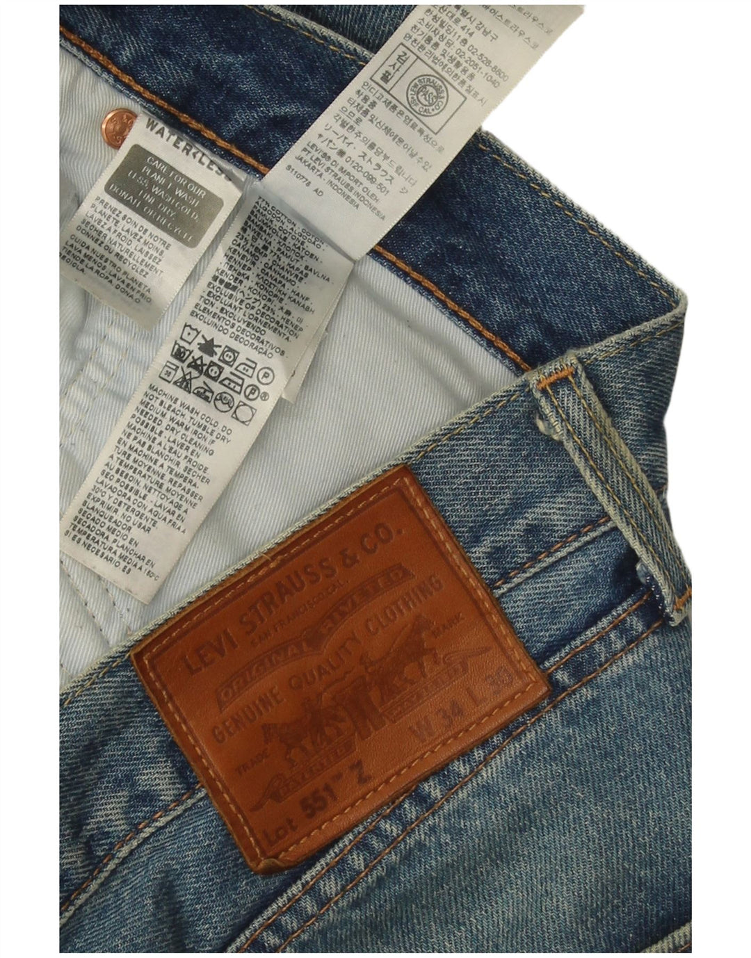 Levi's Herren 551 Straight Jeans W34 L30 Blaue Baumwolle