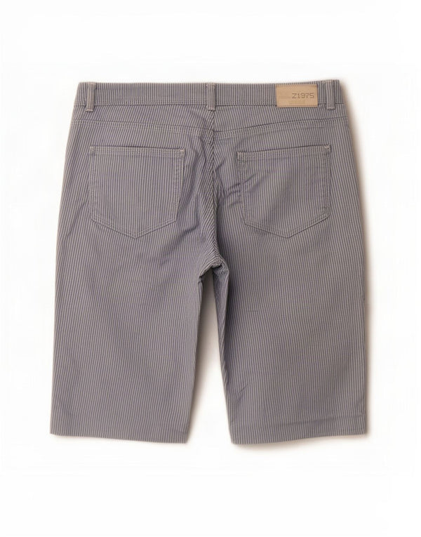 Zara Damen Freizeitshorts EU 42 Groß W32 Blaue Nadelstreifen-Baumwolle