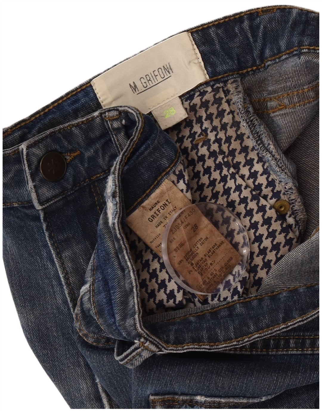 M.Grifoni Damen Slim Jeans W28 L26 Blaue Baumwolle