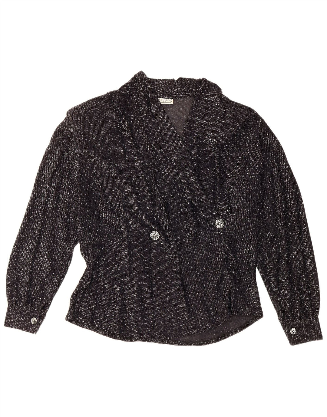 Giulia Galanti Damen Langarm-Blusenoberteil UK 14 Medium Schwarz meliert