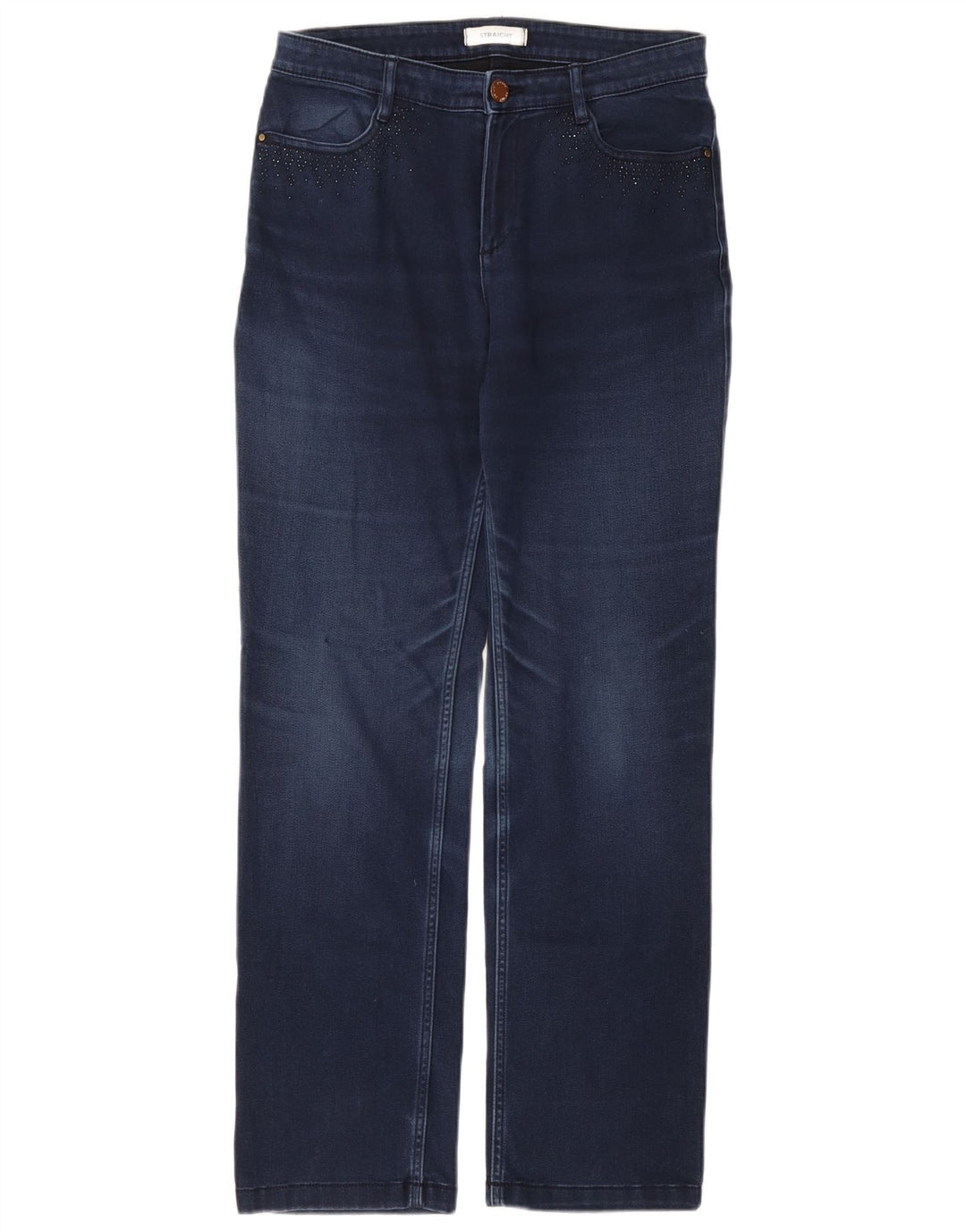 Marks & Spencer Damen Straight Jeans UK 12 Medium W30 L30 Blaue Baumwolle