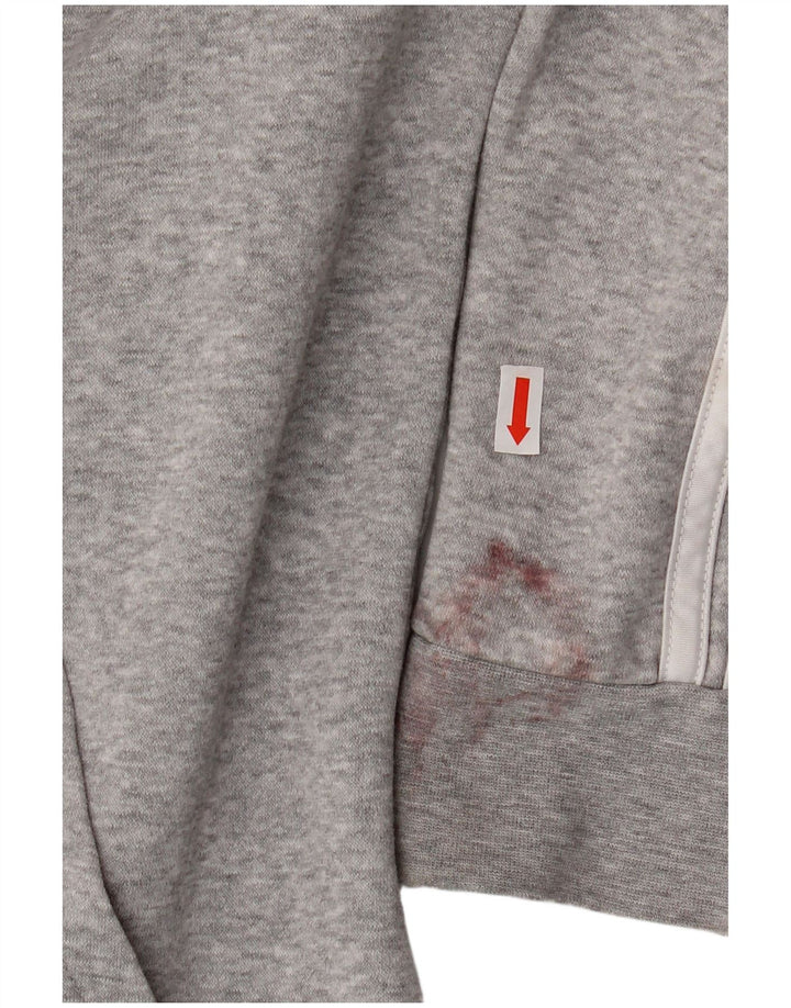 ADIDAS Damen Crop Zip Hoodie Pullover UK 16/18 Große graue Baumwolle