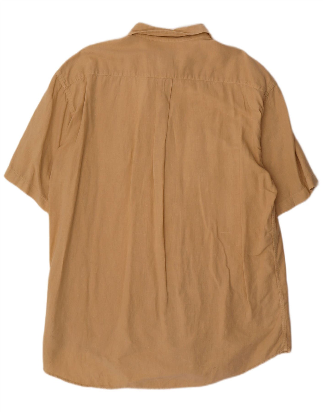 Vintage Herren Kurzarmhemd 2XL Beige Leinen