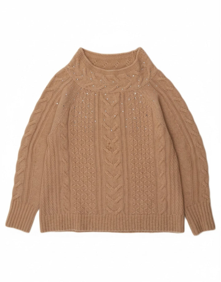 MAX & CO. Womens Oversized Turtle Neck Jumper Sweater UK 10 Small Beige Vintage Max & Co. and Second-Hand Max & Co. from Messina Hembry 