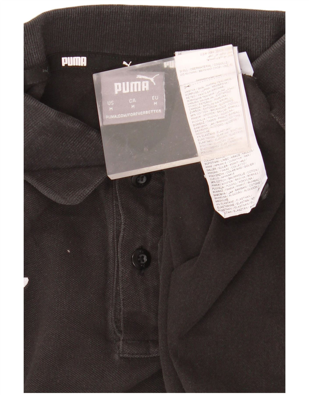 PUMA Herren Poloshirt Medium Schwarz Baumwolle